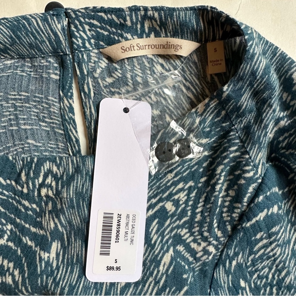 Soft Surroundings Women's Gauze Ocean Tunic Top Tandoori Spice Print- Size Small - Picture 9 of 12